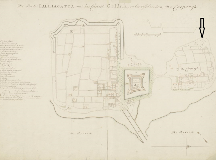 Map of the city of Palliacatta, between 1690-1705 by Isaac de Graaff (Nationaal Archief)