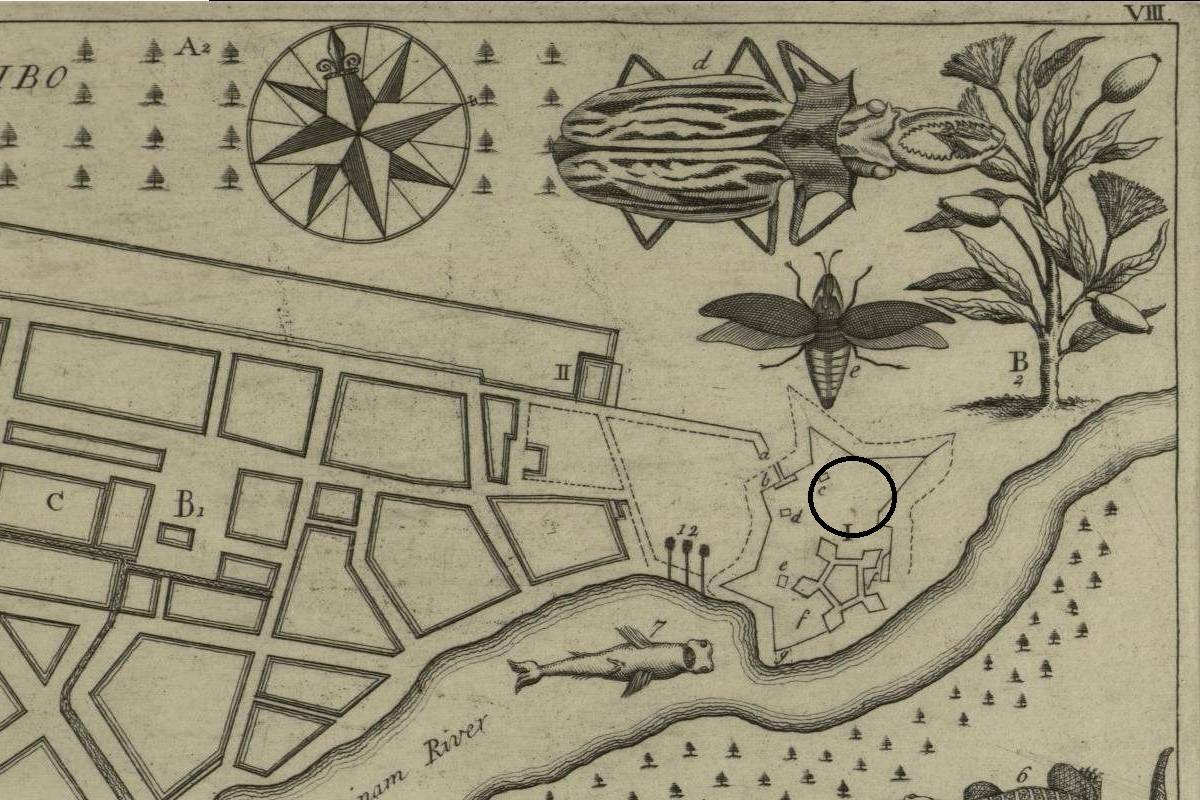 Buitenfort, kaart Rawlinson 1740